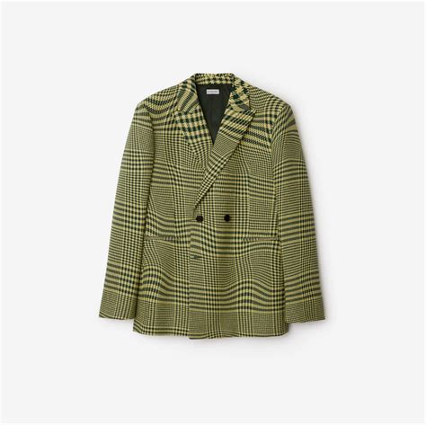 Warped Houndstooth Wool Jacket in Ivy 